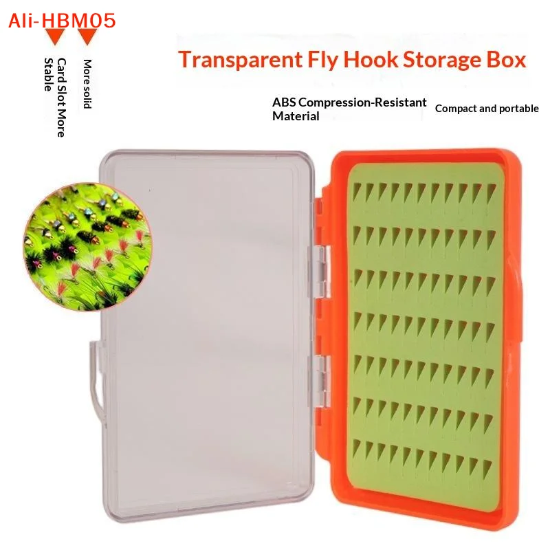 (HB05)ABS Fly Fishing Hook Storage Box With Clear Lid Secure Foam Slot For Anglers In Fishing Insert Fly Fishing Box Hold Flies