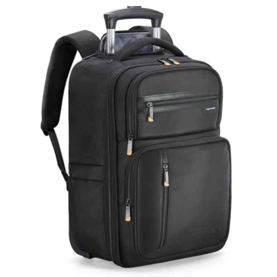 

Rolling Backpack with Wheels, Airline Approved Travel Backpack for Men Women, Carry On Laptop Bag Fits 15.6 Inch Laptop, Black