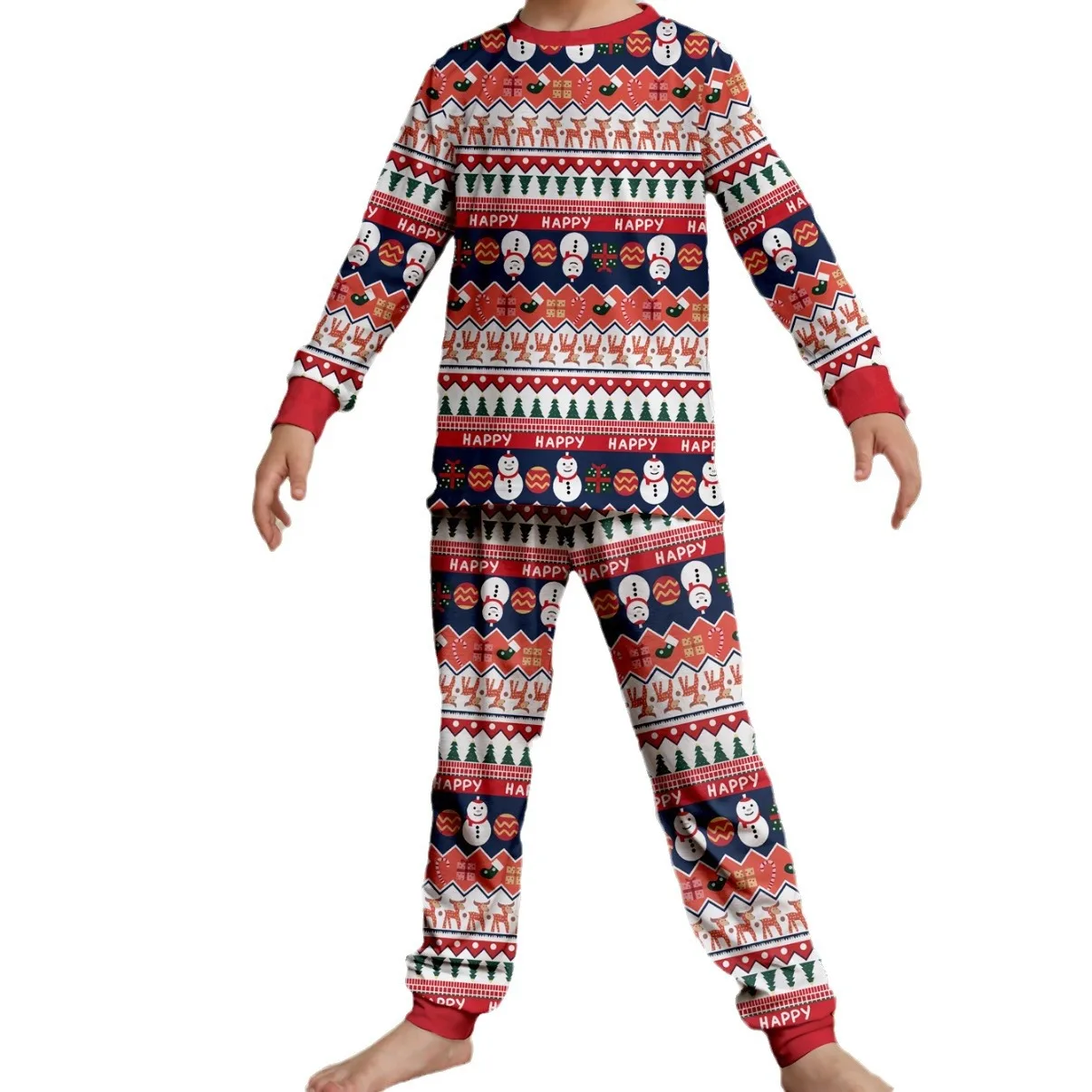 فستان عائلي لعيد الميلاد على شكل غزال رجل الثلج فستان منزلي مطبوع طقم بيجامات 2 طقم و3-24 شهرًا للأولاد والبنات بدلة قفز للكلب
