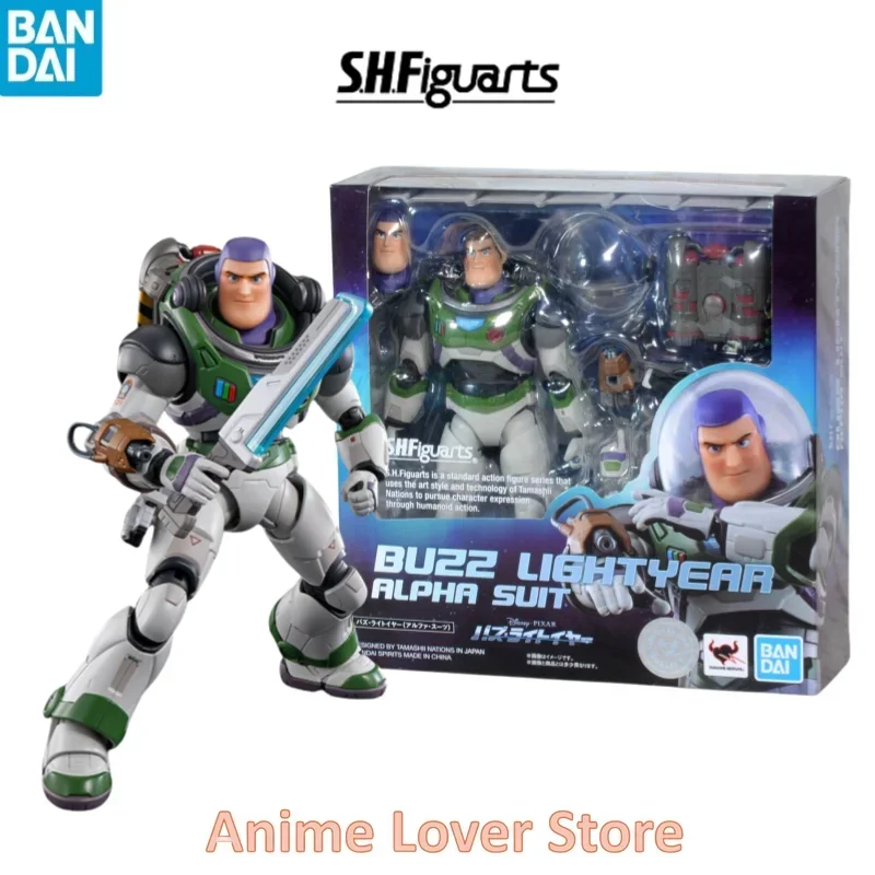 In Stock Bandai Original S.H.Figuarts SHF Buzz Lightyear Alpha Suit Model Anime Action Figures Toys For Kids Gift