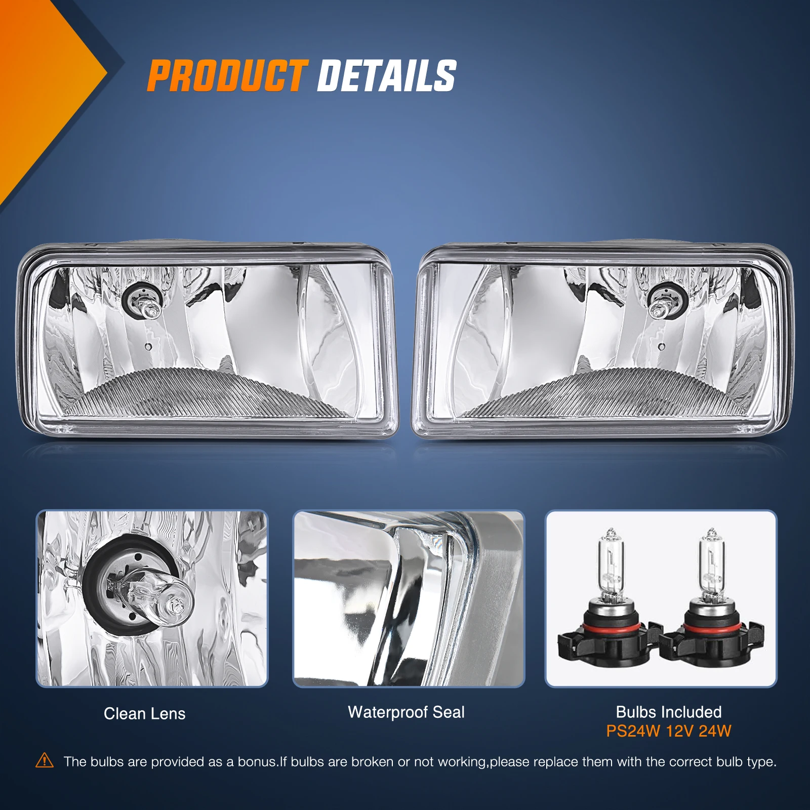 Nilight Fog Lights Assembly Compatible with 2007-2015 Chevy Silverado | 2007-2013 Avalanche 2007-2015 Tahoe 2007-2014 Suburban GMC Sierra 2010-2014 Yukon 2007-2008 Cadillac Escalade Clear Lens