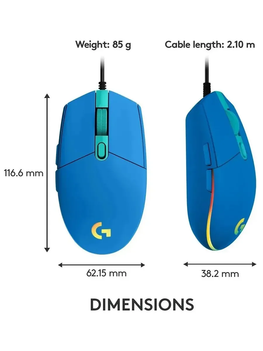 Logitech G102 LIGHTSYNC RGB Gaming Mouse Wired 8000 DPI 6 Programmable Buttons for PC Laptop