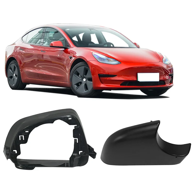 Car Right Side Door Mirror Lower Cover with Frame Black for Tesla Model 3 2017-2021