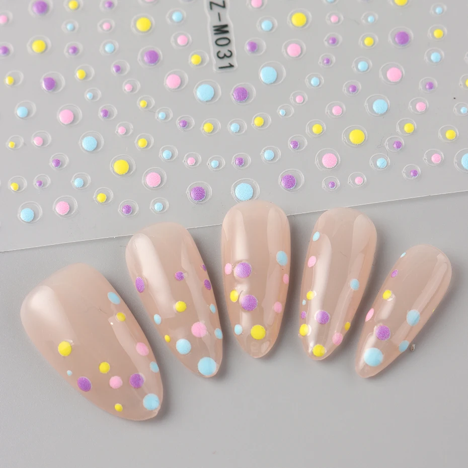Polka Dot Nail Stickers - Colorful French Polka Dot Patterns Self-Adhesive Nail Decals For Nail art Decoration DIY view 5