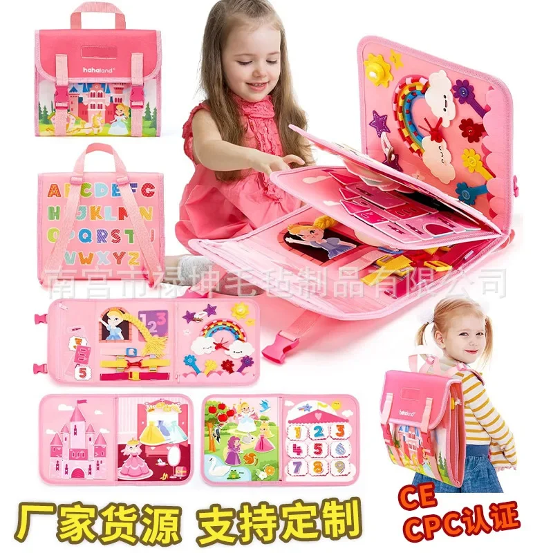 Princess Montessori Felt Busy Board Toddler Life Skill Learning Early Education Sensory Story Book Portable Kids Educational Toy view 3
