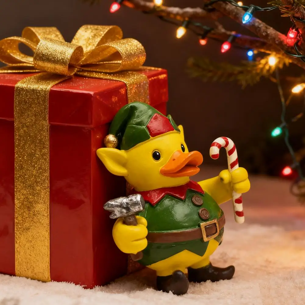 Traditional Festival Duck Decoration Festive Resin Christmas Ornaments Santa Claus Deer Snowman Duck Figures Holiday for Tree