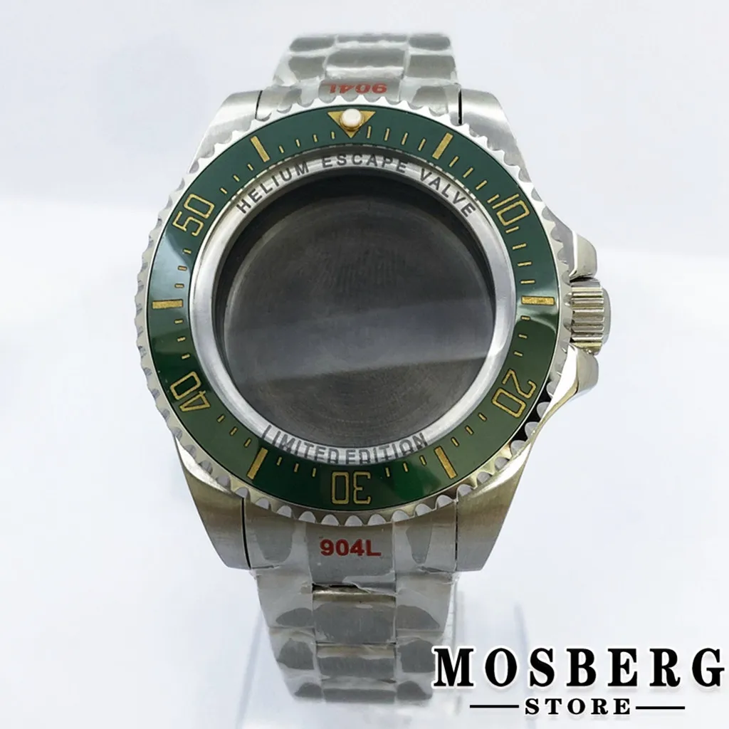 44mm Watch Case Solid 904L Stainless Steel Sapphire Glass For NH35 NH36 ETA2836 Miyota8205 8215 821A ETA2824 PT5000 Movement