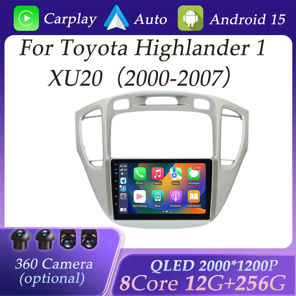 

DSP Stereo for Toyota Highlander 1 XU20 2000 - 2007 Carplay Car Radio Video Audio Multimedia Player Split Screen QLED Screen BT