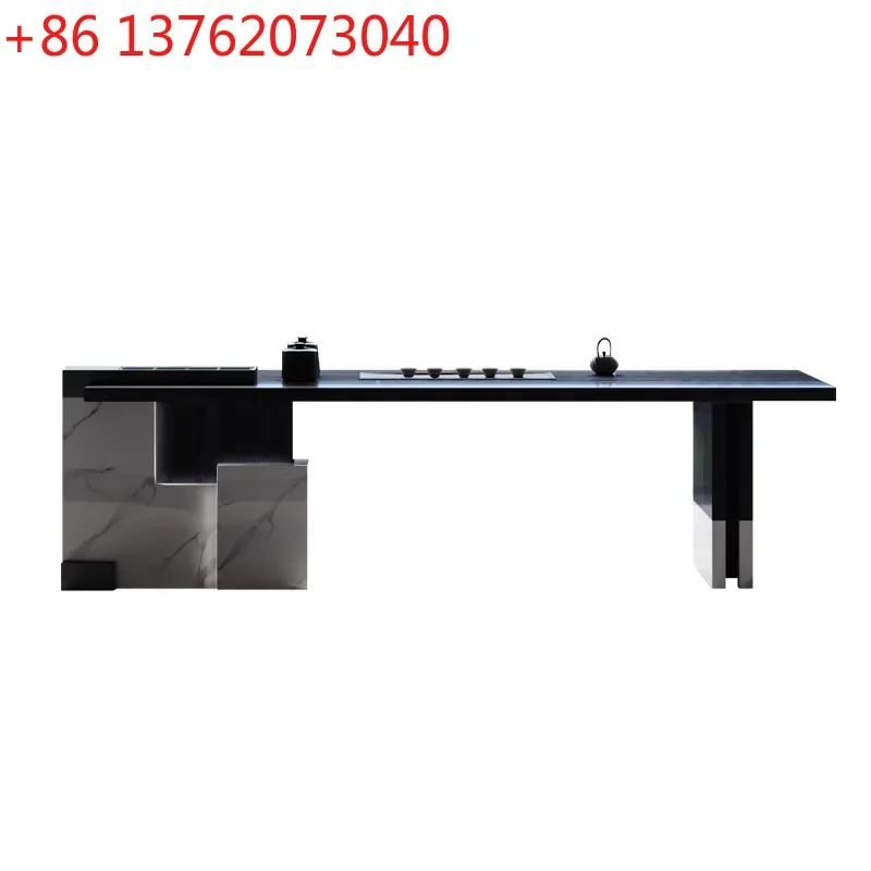 

New Chinese tea table Zen home villa office living room solid wood balcony modern minimalist light luxury tea table and chair