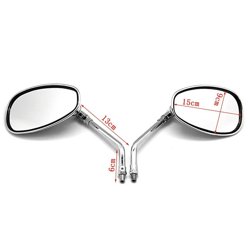 1Pair 10mm Motorcycle Mirror Chrome Oval Retro Rearview Side Mirrors E-Bike Rearview Mirrors For Honda Yamaha