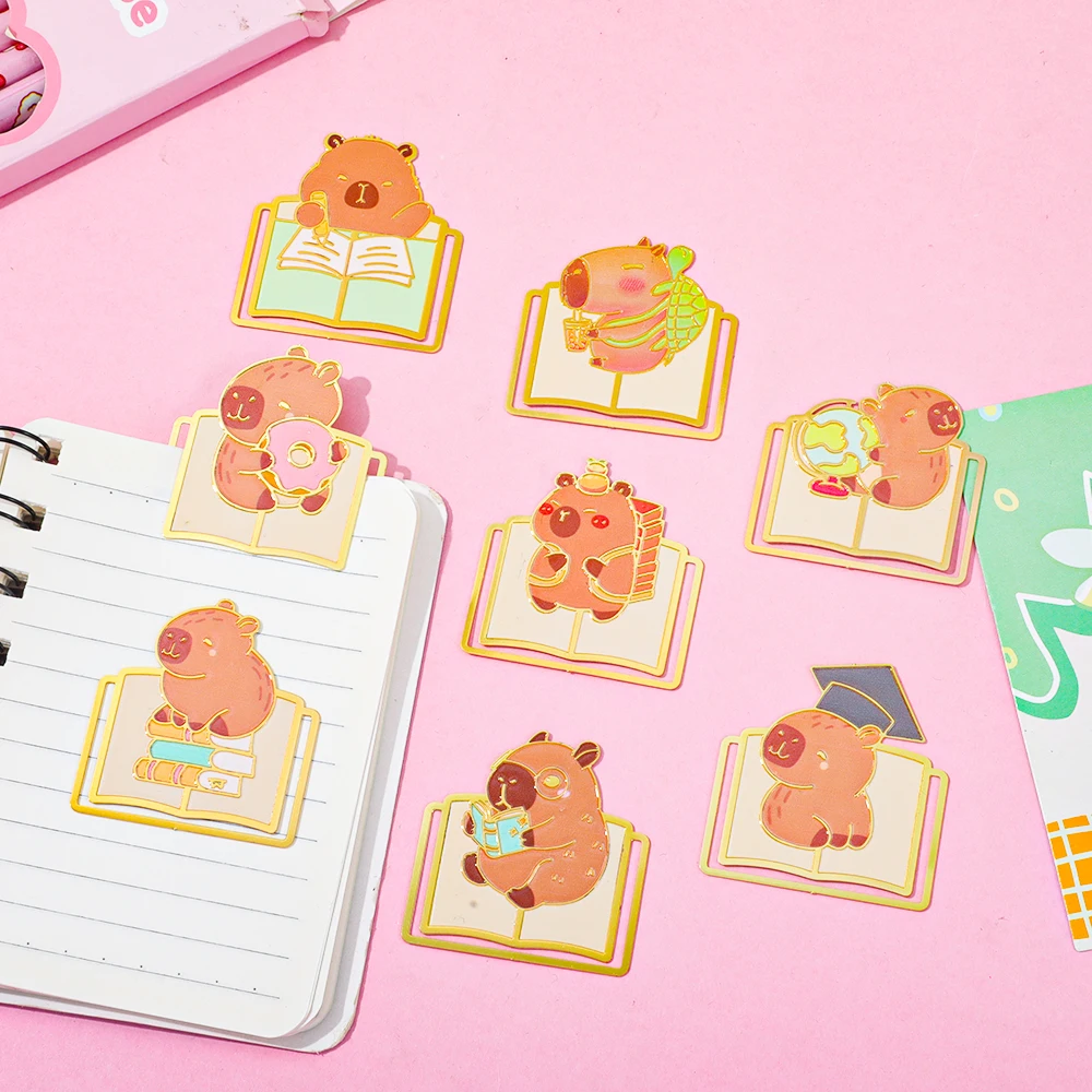 

New cute capybara book page holder brass metal skeleton bookmarks book page holder reading student fan gift