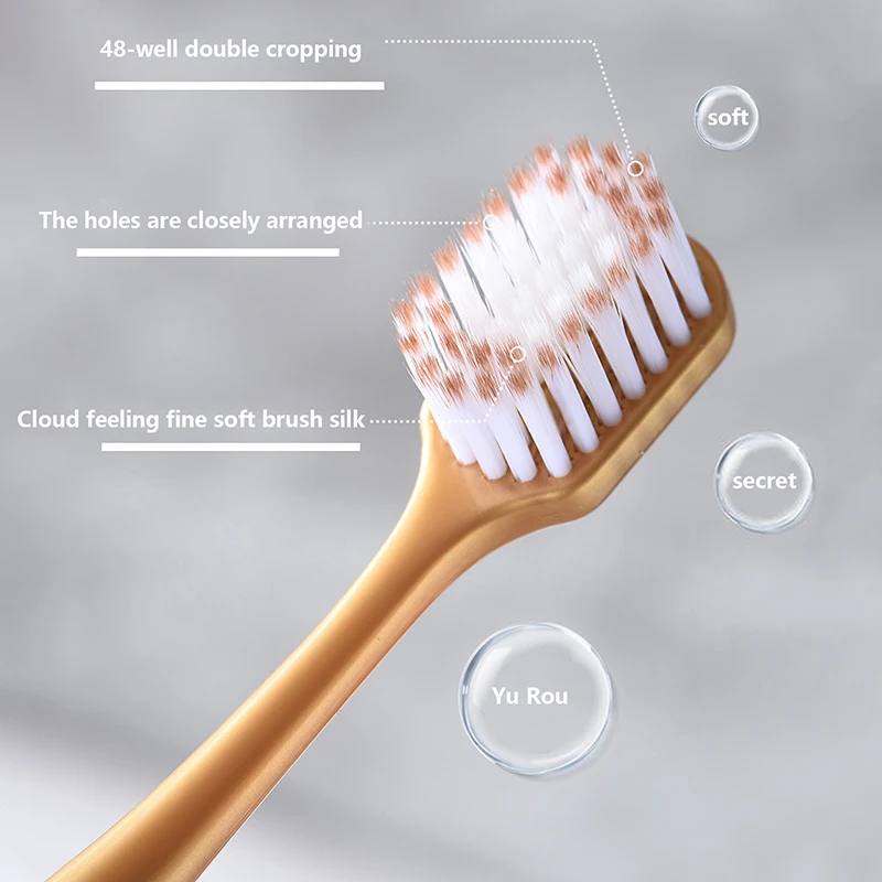 6Pcs Wide Head Soft Long Head Adult Big Head Toothbrush Comfortable Teeth Super Soft Oral Cleaning Brush+!~
