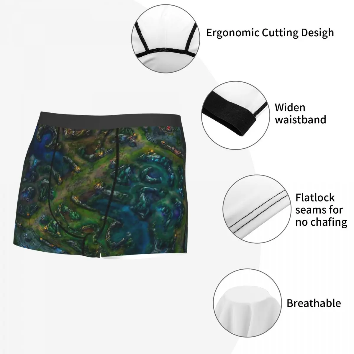 League Of Legends Game Map Underpants Breathbale Panties Man Underwear Comfortable Shorts Boxer Briefs