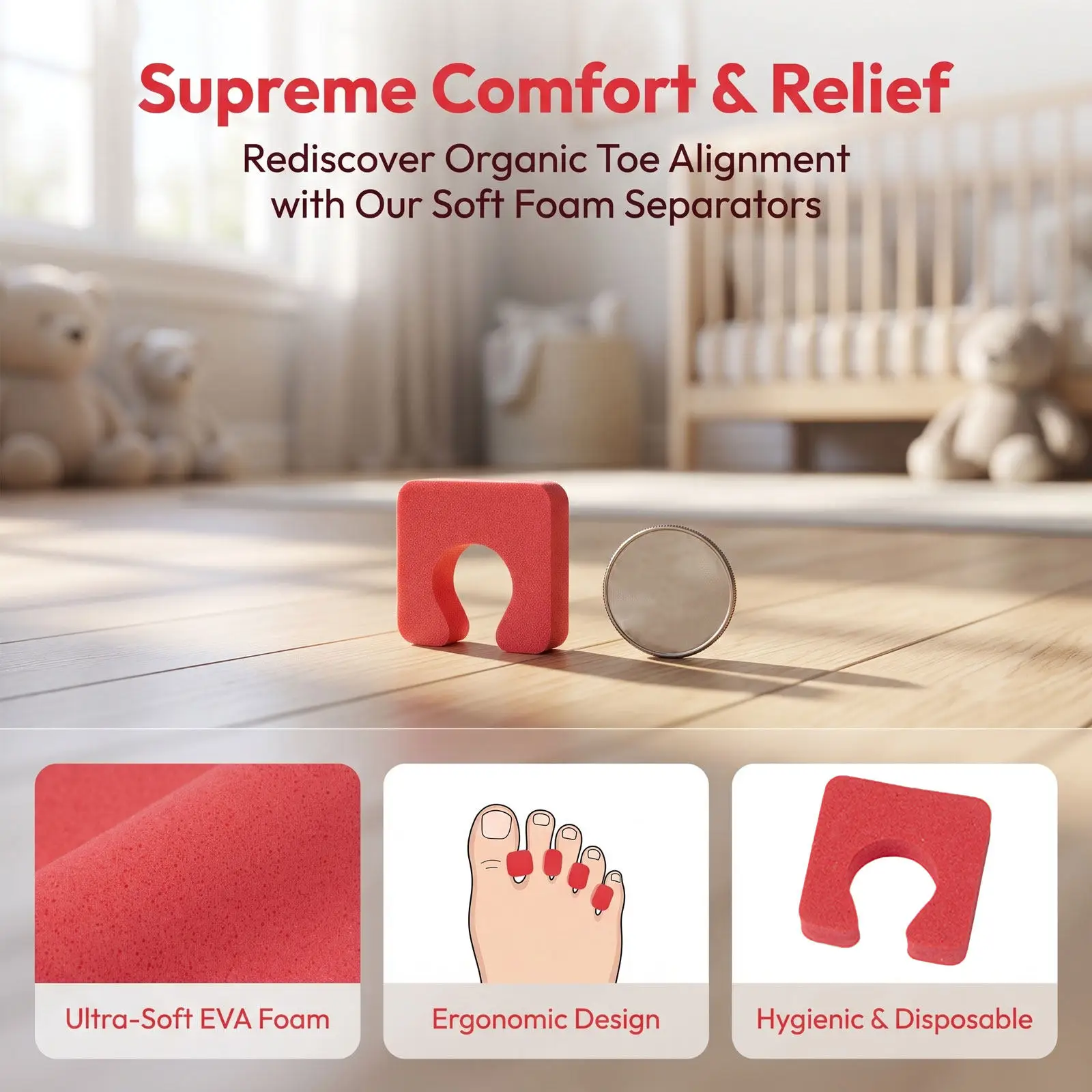 200 Pcs Foam Toe Separator Soft Separators Cushions between Toes Small for Pedicure Single