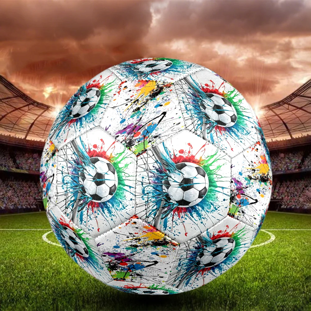 Watercolor Graffiti Soccer Ball Machine-Stitched Indoor/Outdoor Universal Football Ideal for Soccer Enthusiasts Birthday Gift