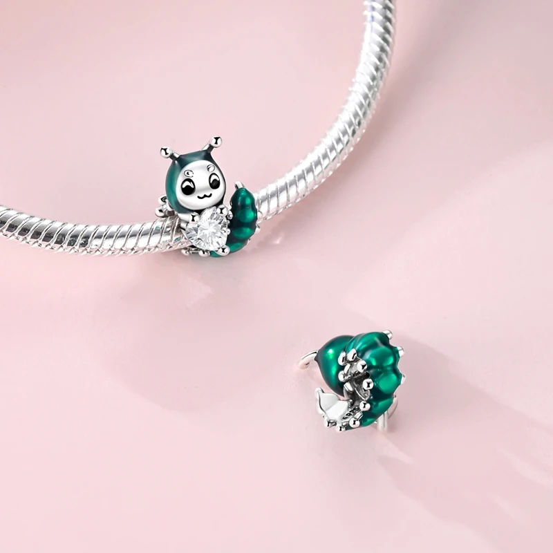 

New 925 Sterling Silver Caterpillar Charms Beads For Women Fit Original Bracelet DIY Jewelry Gifts