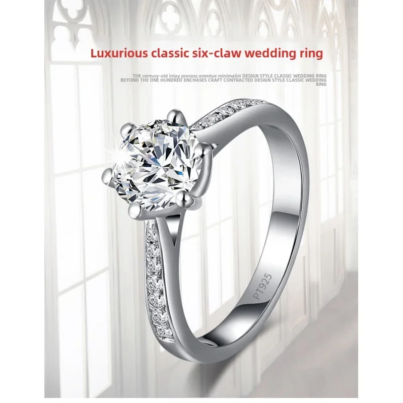 Hot selling 6-claw 18K pt925 white gold proposal party exquisite handmade jewelry, eight heart and eight arrow ring