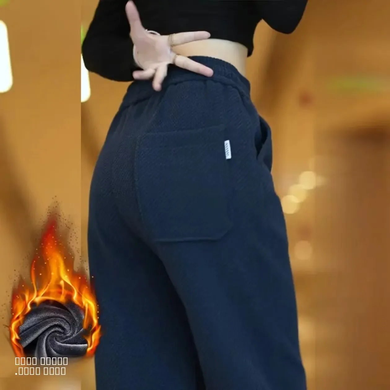 

Autumn Winter New Sle Men's Knitted Fce Lined Straight Leg Casual Pants Durable Anti Scratch Slimming Trendy Trousers