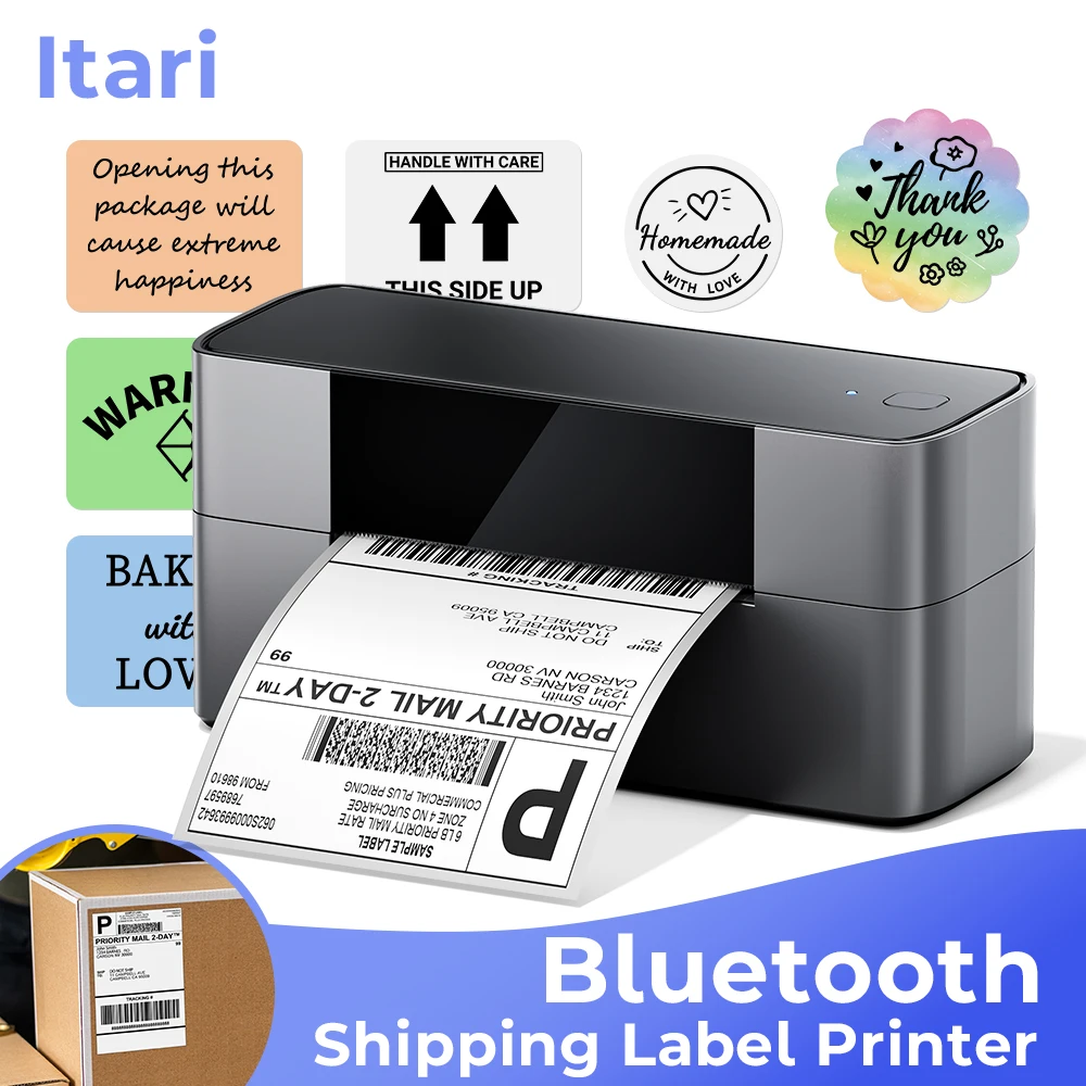 Itari 245BT 4x6 Thermal Shipping Label Printer Bluetooth, 25.4-117mm Commercial Label Printer for Business, Shipping Labels