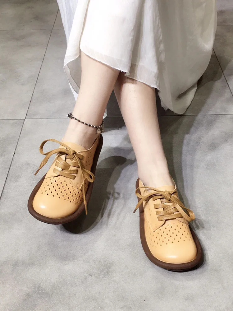 

Women Leather Flats Square Toe Mary Jane Shoes Grid Pattern Retro Ballat Flats Handmade Genuine Leather Chinese Shoes Women 2023