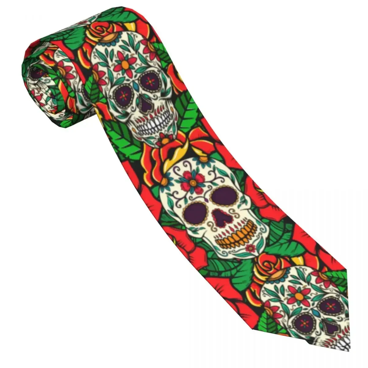 Classic Tie for Men Silk Mens Neckties for Wedding Party Business Adult Neck Tie Casual Sugar Skulls And Roses Tie