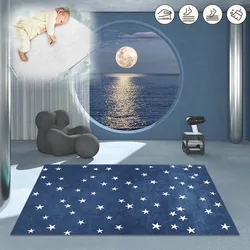 Tapis à motif étoile mignon pour enfants, tapis de chevet non ald, décoration de salon, zone de jeu, polymères de sol, chambre à coucher, grand