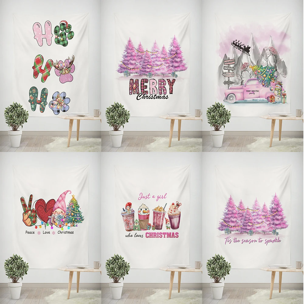 Christmas Day party decoration background cloth dwarf Christmas Tree car printing tapestry living room room home decoration