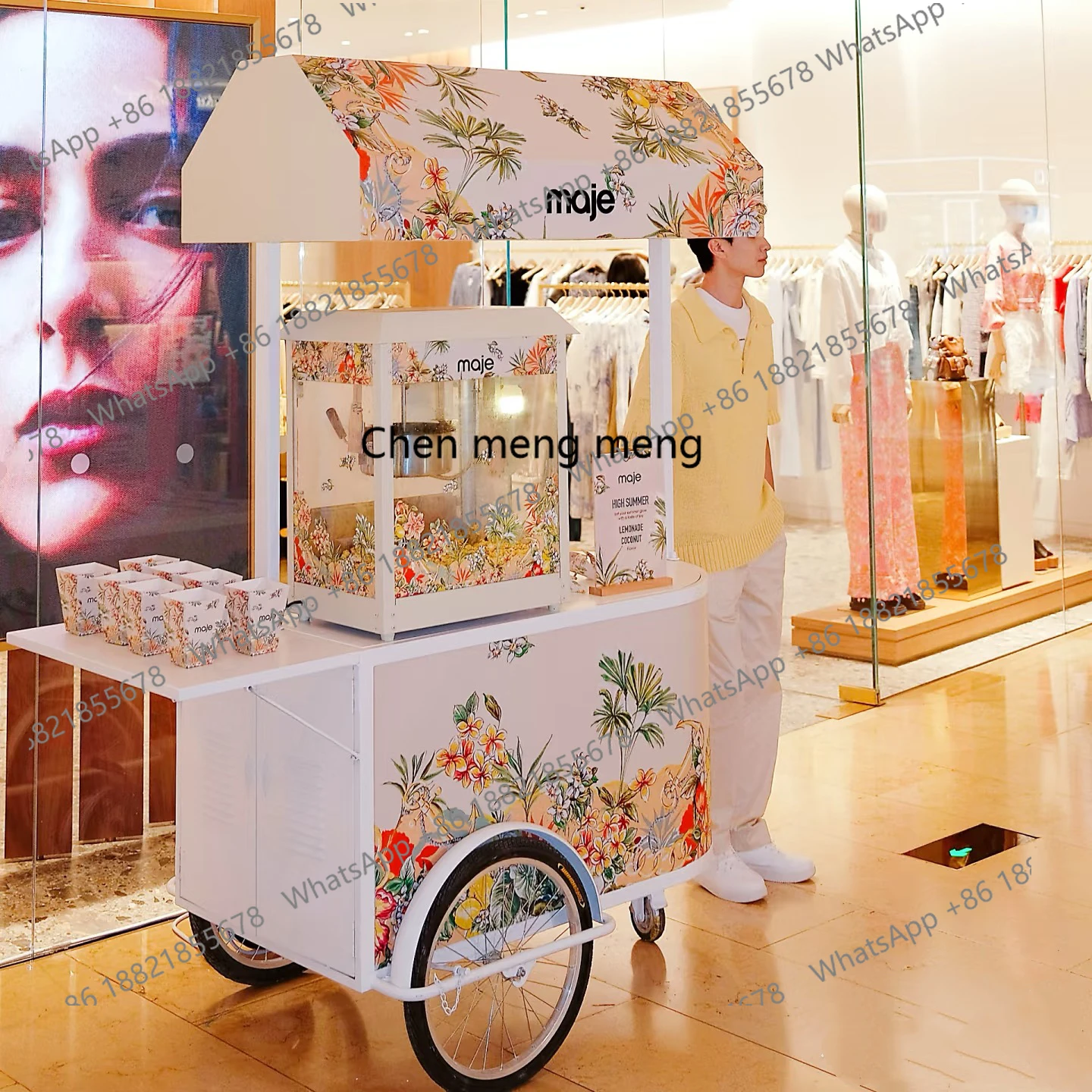 

Stall trolley Movable multi-functional dessert dining car display Stall mobile stall car