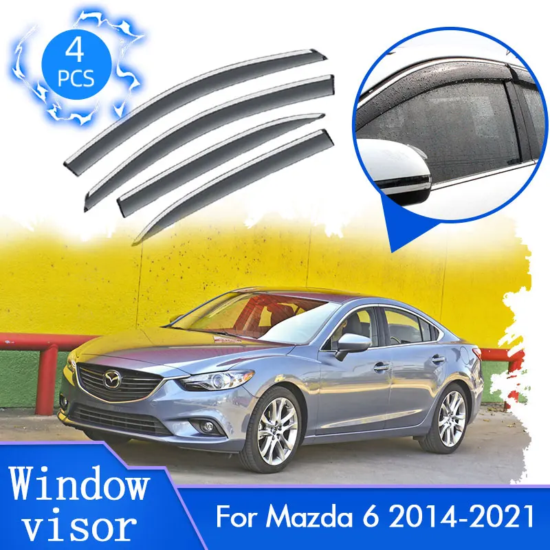 

4x Rain Windshield For Mazda 6 Mazda6 Atenza GJ1 GL Sedan 2014~2021 Sun Window Visor Awning Deflector Trim Cover Car Accessories