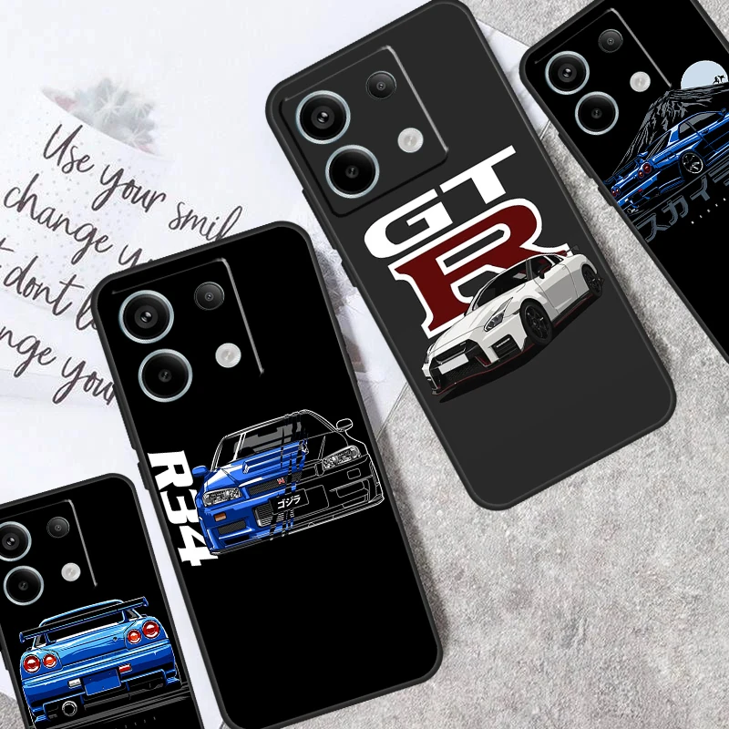 JRM Skyline GTR R34 Case For Xiaomi Redmi Note 13 Pro 11 10 9 12 Pro 9S 10S 11S 12S Redmi 9C 10C 12C 13C Cover