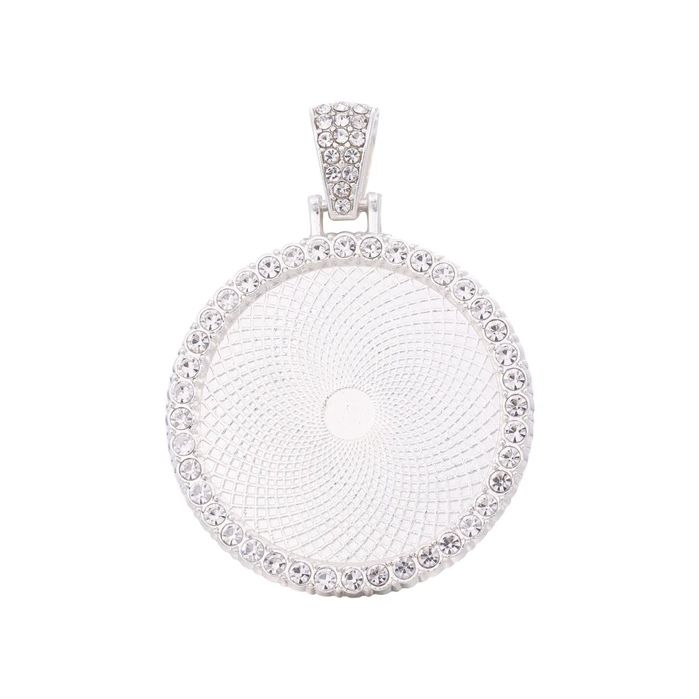 10 قطعة/الحقيبة 30 مللي متر الجولة التسامي الفراغات قلادة الحافة الصواني سحر مخصص صورة الذاكرة قلادة قلادة