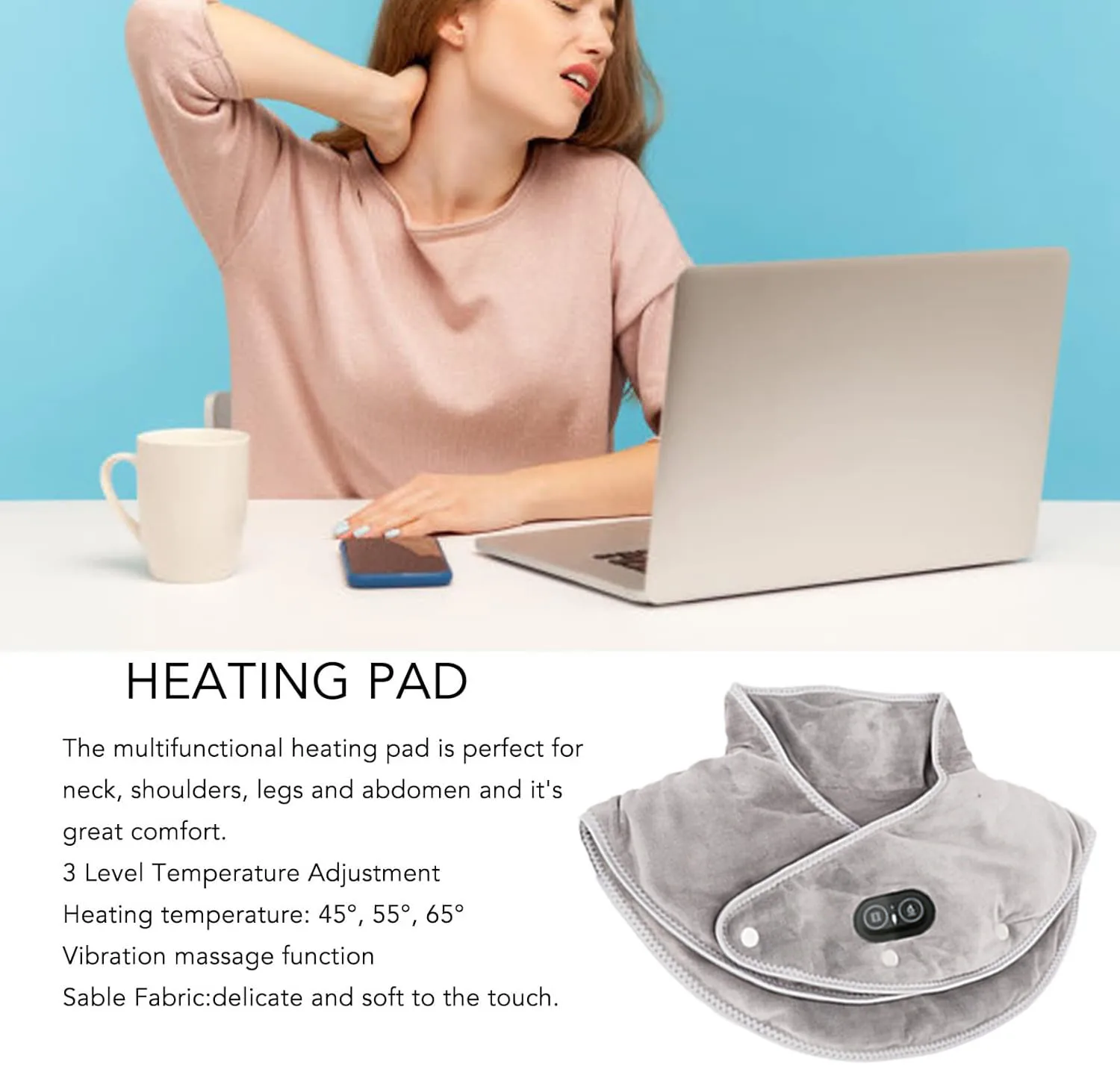 Neck Shoulders Electric Heating Pad Massager Three Gear Hot Compress Cervical Shawl Warmer for Shoulder Neck Back Relaxing Brace