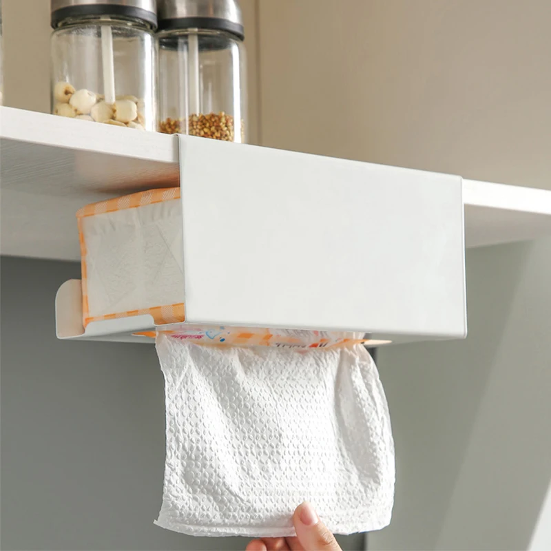 

Многофункциональная коробка для салфеток под шкафом, держатель для бумажных полотенец, железная прочная несущая вешалка для бумажных полотенец, стол, кухонные аксессуары