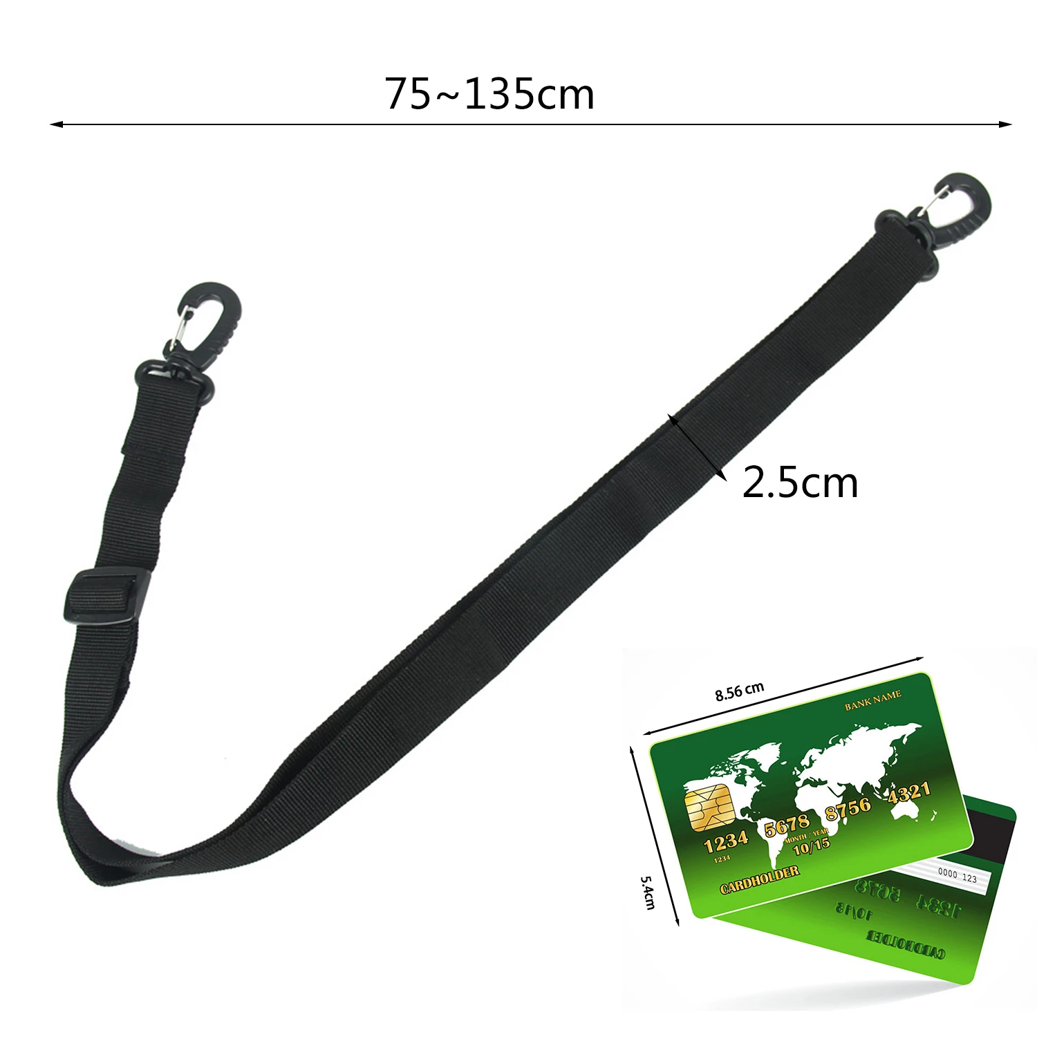 1PC Adjustable Nylon Replacement Bag Handle Strap 2.5cm Wide Solid Color Shoulder Bag Belt For Water Bottle Hung Bag 75-135CM