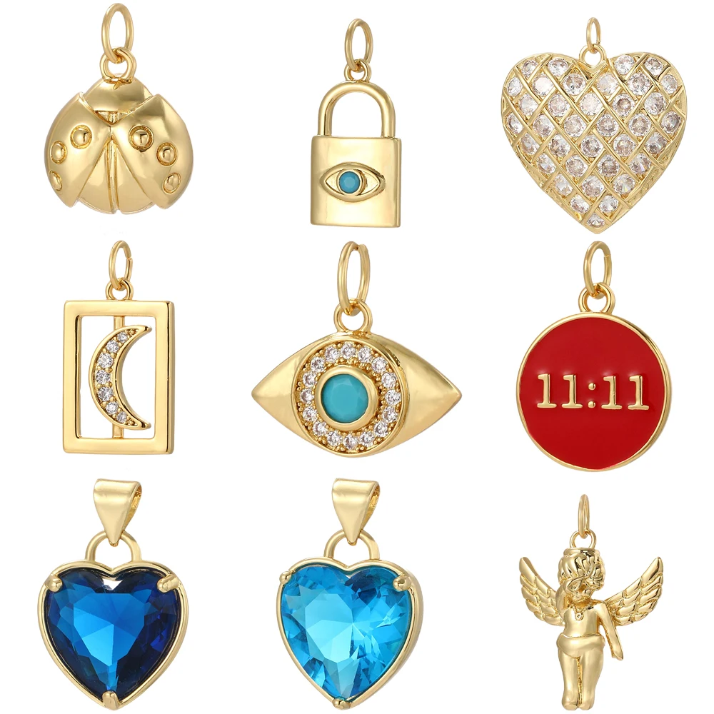 Trendy Hearts for Jewelry Making Supplies Gold Color Moon Eyes Dijes Diy Earrings Bracelet Necklace Accessories Designer Amulet