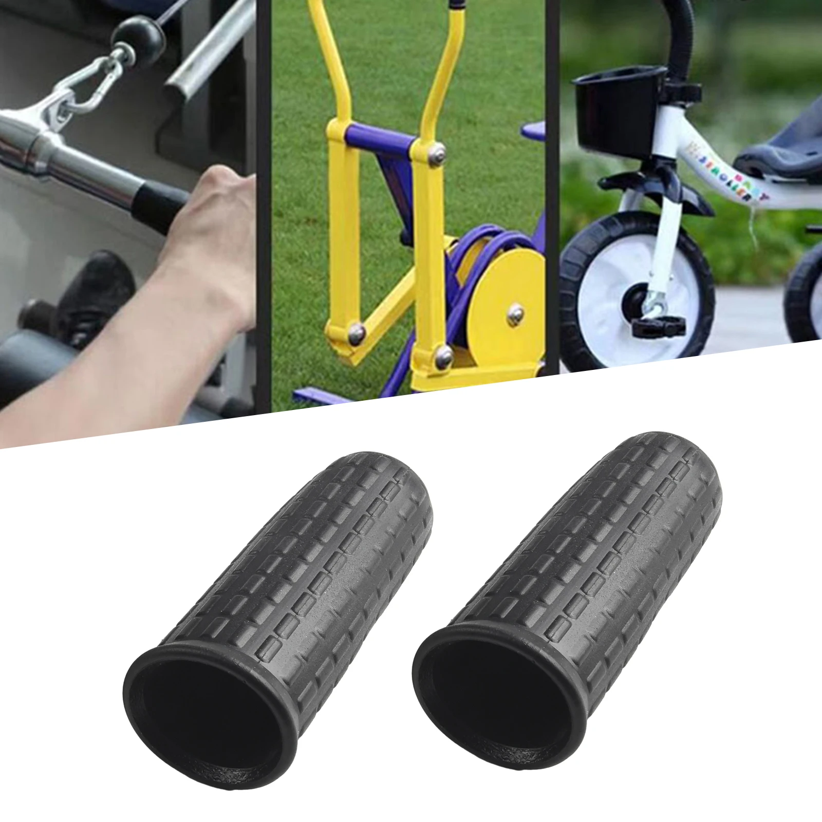 Black Rubber Handle Cover Tubos Redondos de Plástico Anti-skid Absorção de Choque Puxadores de Carrinho de Mão 114×1 16 20 mm 122×3 32 mm Peças