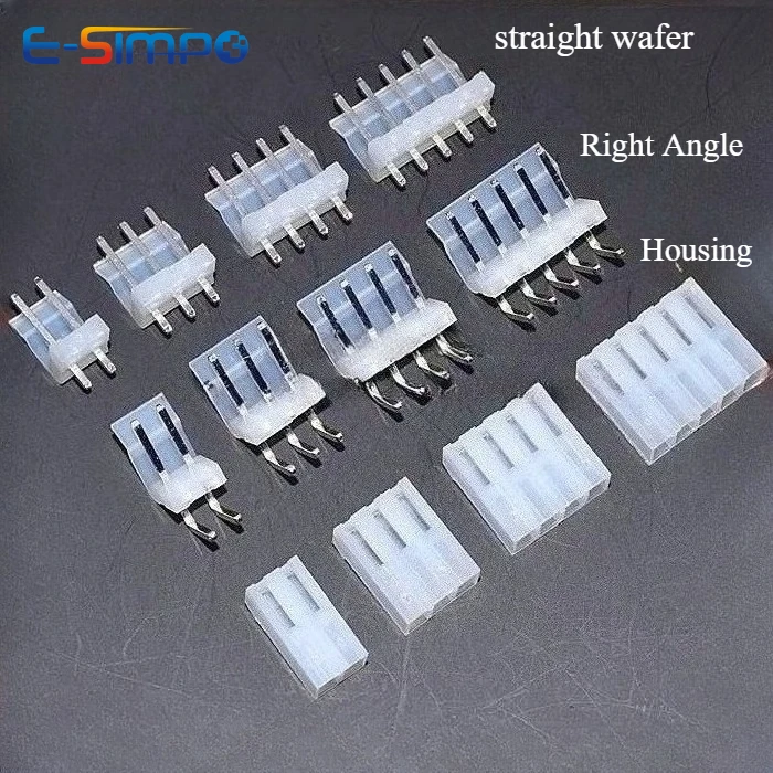 100 piezas Conector tipo wafer CH3.96 de 3.96mm, con carcasa de 2/3/4/5/6/7/8/9/10/11/12 pines, hembra recta y macho de ángulo recto