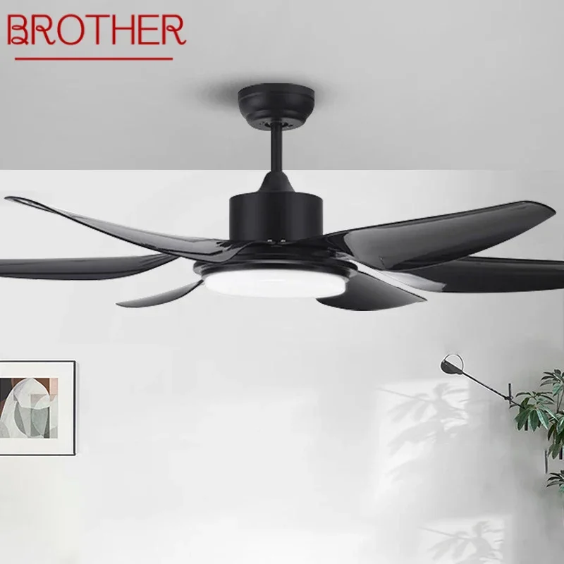 

BROTHER Nordic LED Fan Light American Style Restaurant Living Room Study Ceiling Fan Light Remote Electric Fan Light