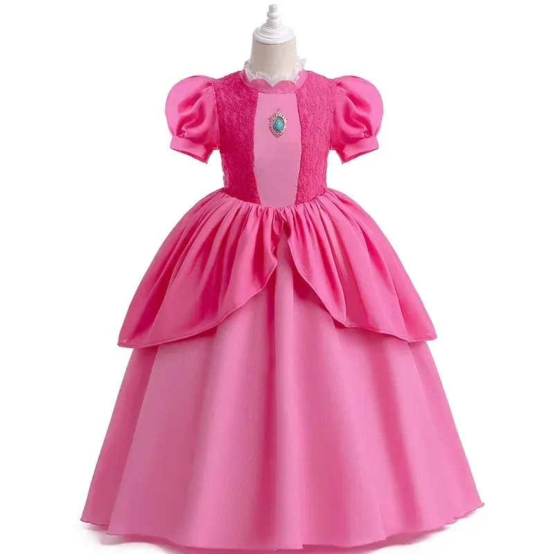 2024 pêssego pinkie torta princesa cosplay vestido menina traje festa de aniversário palco performace roupas crianças carnaval roupas extravagantes