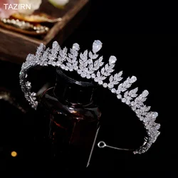 New CZ Wedding Bride Tiaras Princess Bridal Zirconia Crowns Sweet 16 Birthday Party Headpiece Hair Accessories Jewelry for Women