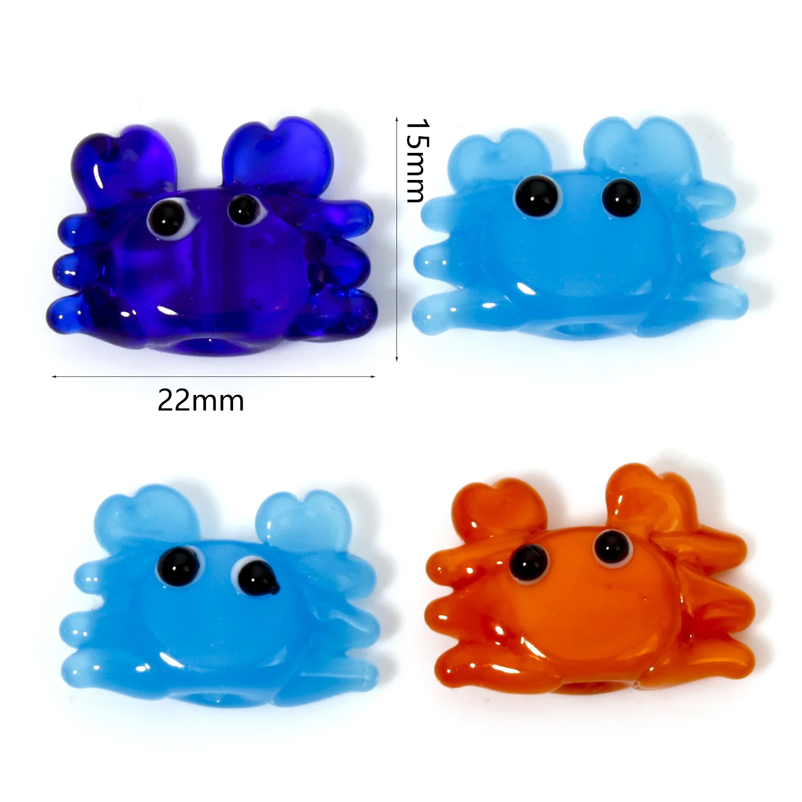 2pcs Lampwork Glass Beads Multicolor Crab Animal Spacer Beads For DIY Women Jewelry Making Necklace Findings About 22mm x 15mm