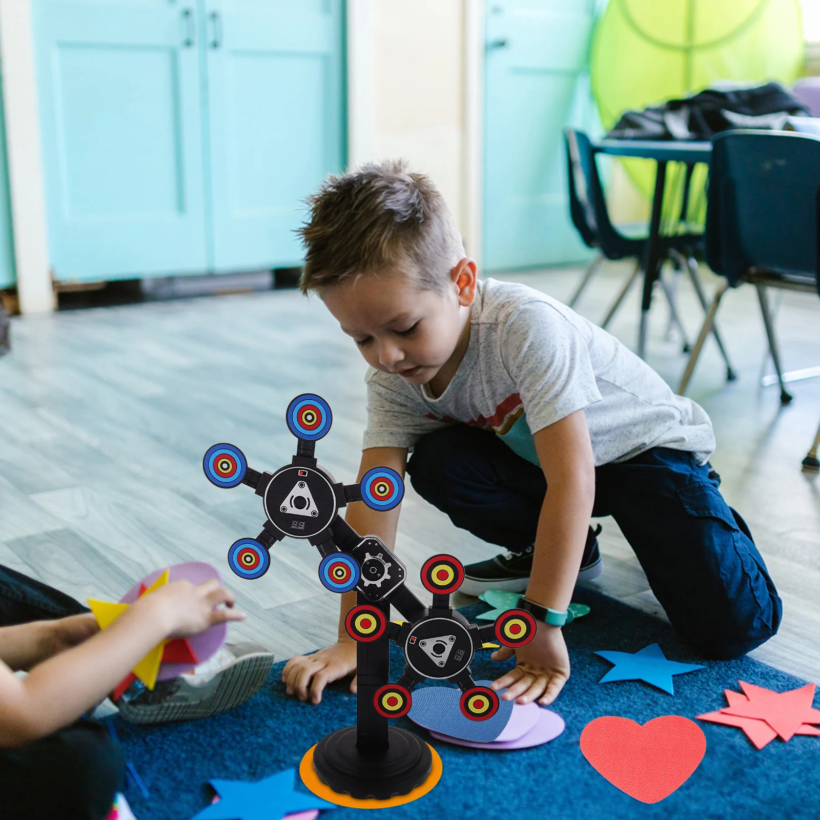 Alvo de pontuação eletrônica, reinicialização automática, jogo de tiro rotativo para crianças, interior, exterior, aniversário, presente de natal