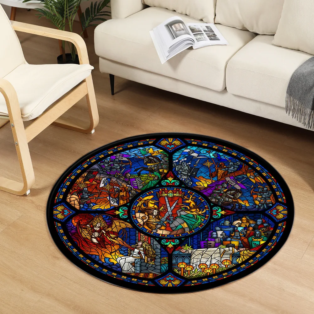 Round Carpet Chair Pad Room Anti-Slip Church Our Lady  Rugs and Carpets for Home Living Room Rugs for Bedroom Dropshipping POD