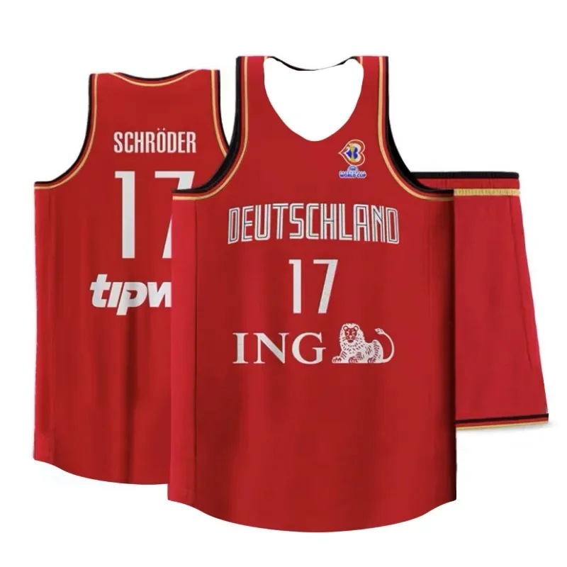 

Germany Team World Basketball Jersey Customizable player name and number Quick-drying breathable fabric Vest and shorts set