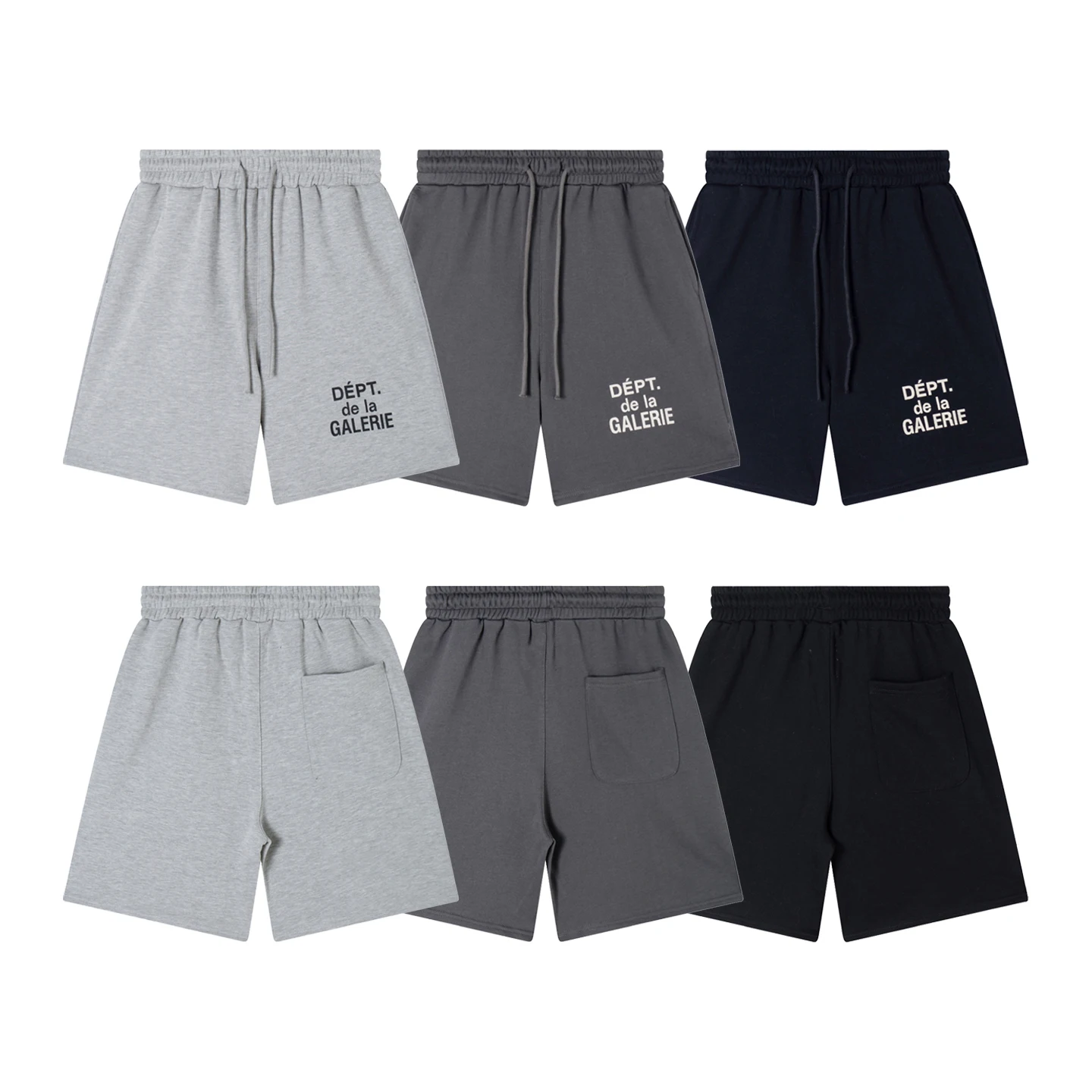 Casual American Basic Style French Letter Print Short Shorts Loose Straight Five-Quarter Length for Couples Youth Fashion