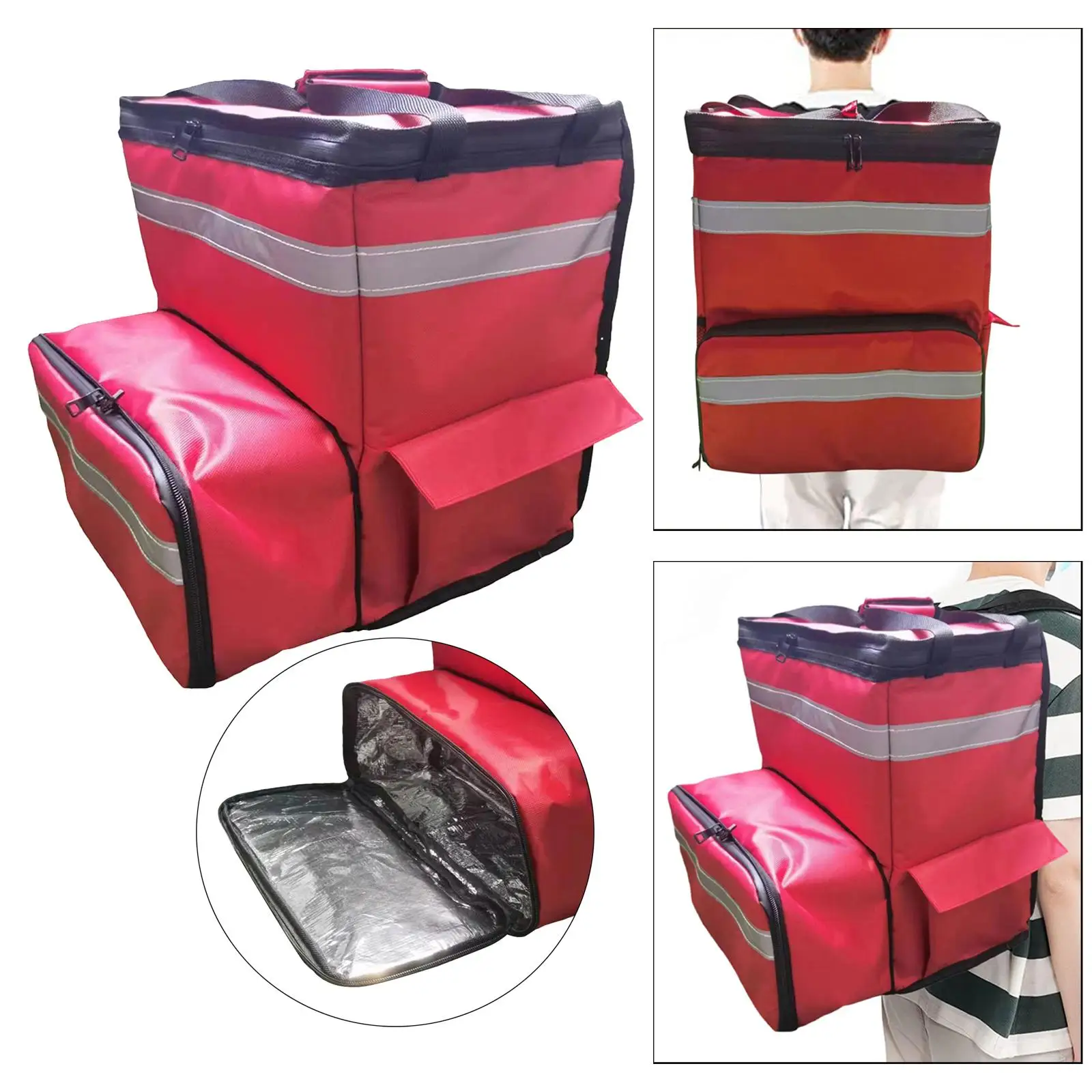 

Insulated Pizza Bags Waterproof Reflective Strip Hot And Cold Thermal Food Bag