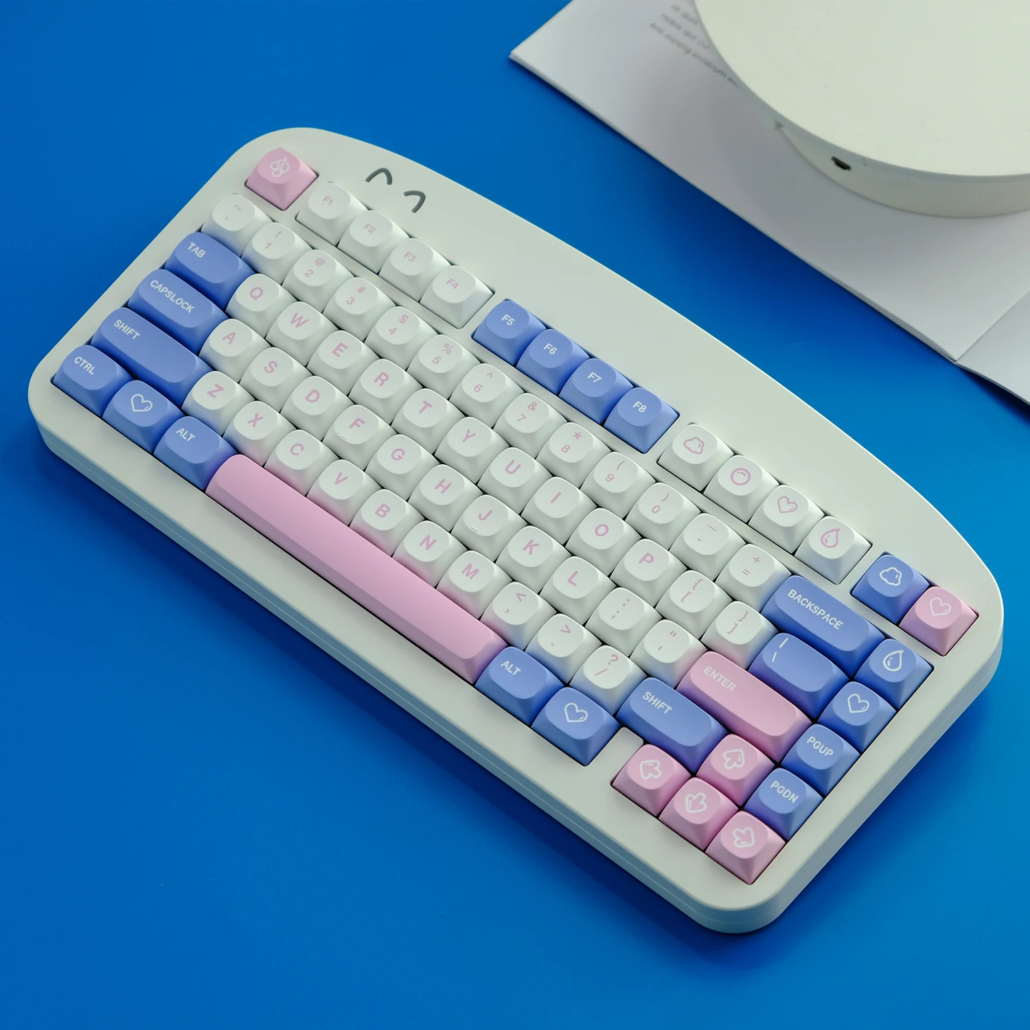 Capuchons de clavier à bulles de lait, 141 touches, profil MA, bleu, rose, PBT, Sublimation, pour clavier mécanique, interrupteur MX avec entrée ISO