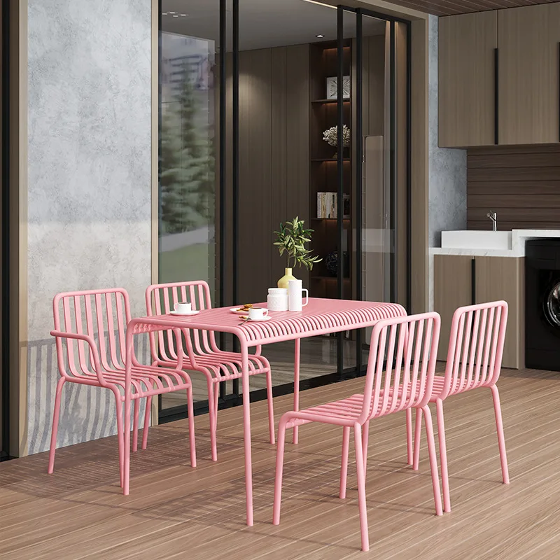 

!@Small Modern Durable Rainproof Outdoor Dining Furniture Set for Courtyard Balcony Villa Garden Leisure Three Five-Piece