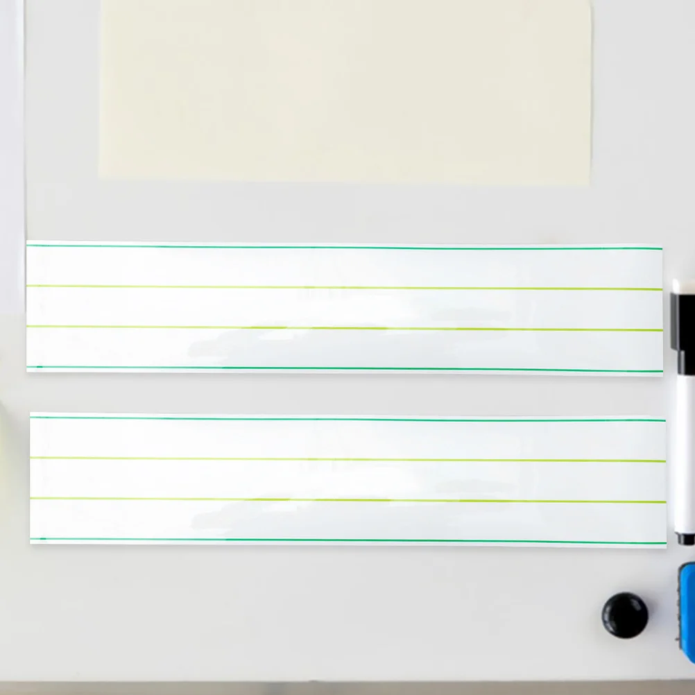 

2pcs Magnetic Sentence Strips For Whiteboard Letter Teaching Cards Dry Erase Lined Strip Notepads Learning Tool Fridge Memo