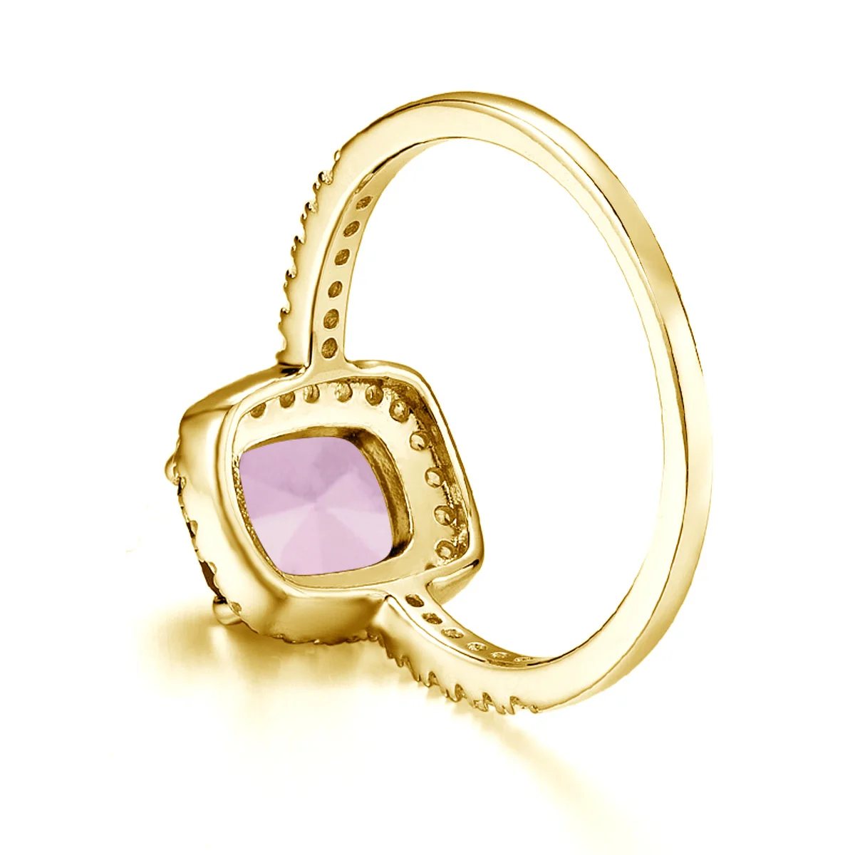 Szjinao Pink Crystal Gemstone Ring 14K Gold Filled Waterproof Durable Au585 Contains 5% 14K gold Fine Jewelry for Women